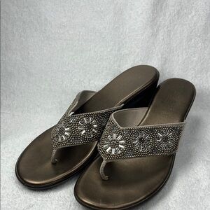 Italian Shoemakers Bronze Beaded Sandals